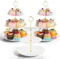 3Sets of 3 Tier Cupcake Stand Plastic Tiered Serving Tray Dessert Plates Cake Pastry Display Tower Tray Platter