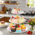 3Sets of 3 Tier Cupcake Stand Plastic Tiered Serving Tray Dessert Plates Cake Pastry Display Tower Tray Platter, alternate