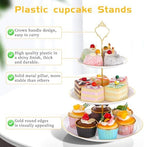 3Sets of 3 Tier Cupcake Stand Plastic Tiered Serving Tray Dessert Plates Cake Pastry Display Tower Tray Platter, alternate