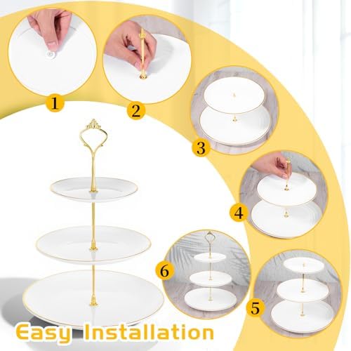 3Sets of 3 Tier Cupcake Stand Plastic Tiered Serving Tray Dessert Plates Cake Pastry Display Tower Tray Platter, alternate