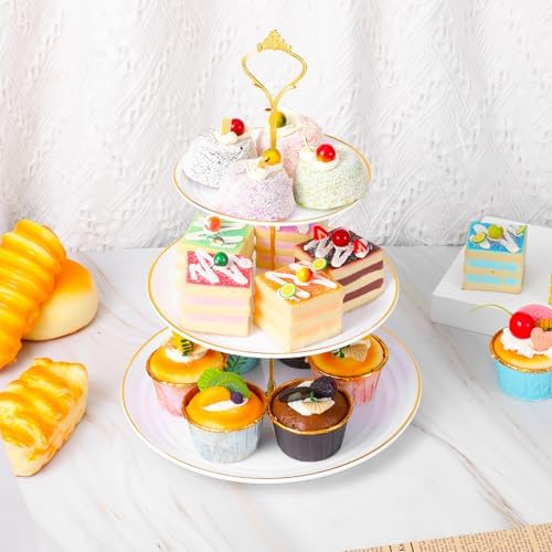 3Sets of 3 Tier Cupcake Stand Plastic Tiered Serving Tray Dessert Plates Cake Pastry Display Tower Tray Platter, alternate