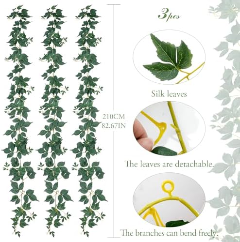 3Strands 6.9FT Artificial Ivy Garland, Realistic Fake Ivy Vine, alternate view 4