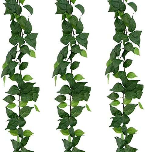 3Strands Artificial Vines Kit, 71" Silk Eucalyptus Ivy Garland Green Leaves Natural Odorless, Fake Greenery