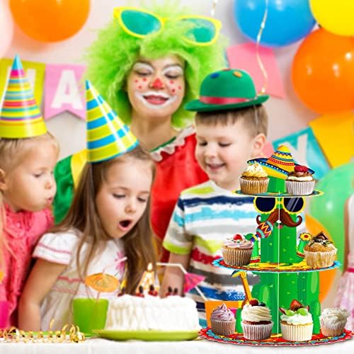 3Tier Fiesta Cupcake Stand Birthday Party Decorations in Picture Color, alternate view 5