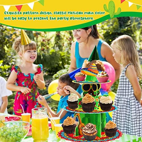 3Tier Fiesta Cupcake Stand Birthday Party Decorations in Picture Color, alternate view 7