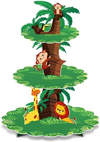 3Tier Safari Cupcake Stand Birthday Party Decorations in Picture Color