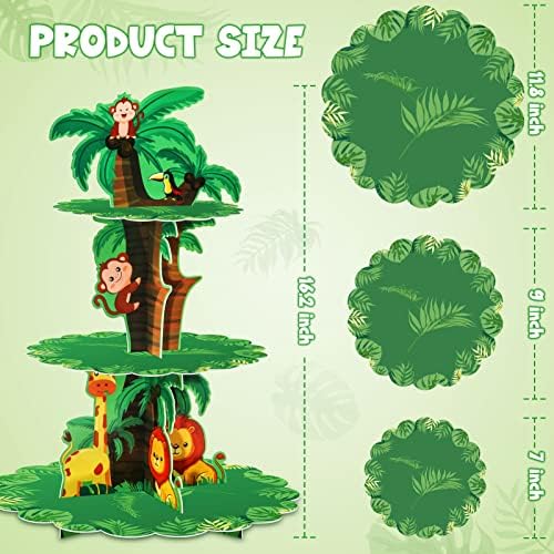 3Tier Safari Cupcake Stand Birthday Party Decorations in Picture Color, alternate view 3
