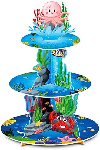 3Tier Under the Sea Cupcake Stand Birthday Party Decorations in Picture Color