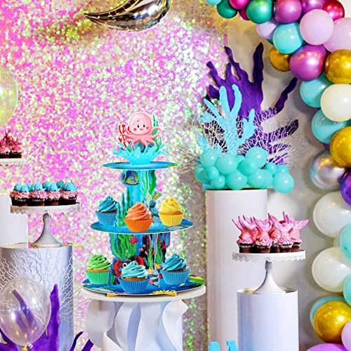 3Tier Under the Sea Cupcake Stand Birthday Party Decorations in Picture Color, alternate view 5