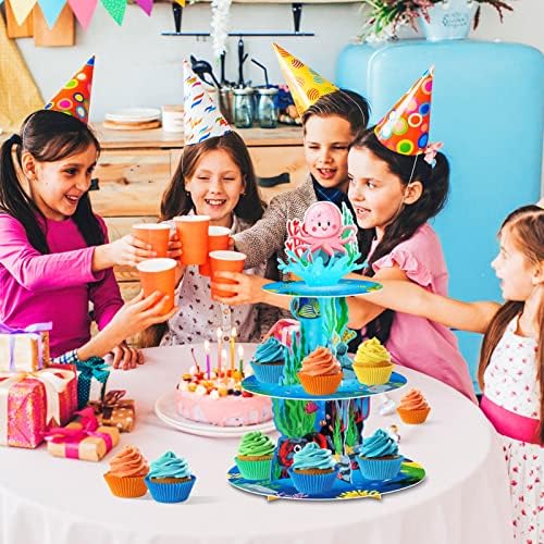 3Tier Under the Sea Cupcake Stand Birthday Party Decorations in Picture Color, alternate view 6