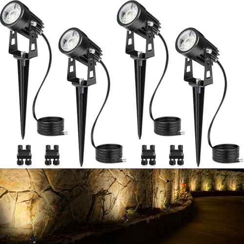 3W Low Voltage Landscape Lighting LED Landscape Spotlights with Connectors Waterproof Low Voltage Landscape