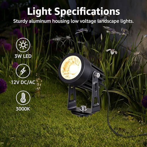 3W Low Voltage Landscape Lighting LED Landscape Spotlights with Connectors Waterproof Low Voltage Landscape, alternate view 2