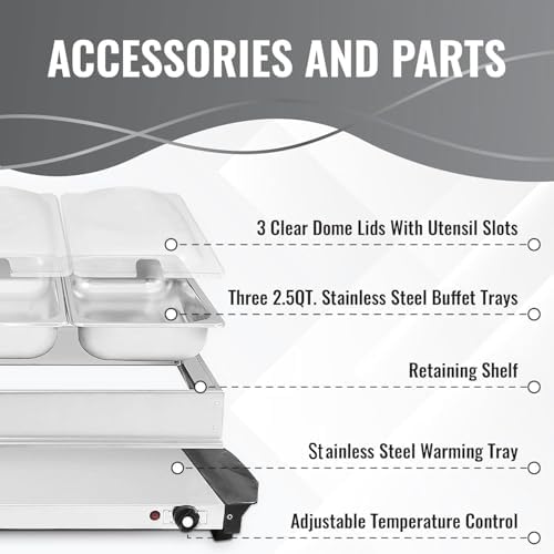 3x2.5 QT Food Warmers for Parties Buffet Servers and Warmers - Premium Catering Supplies Buffet Display, alternate view 6