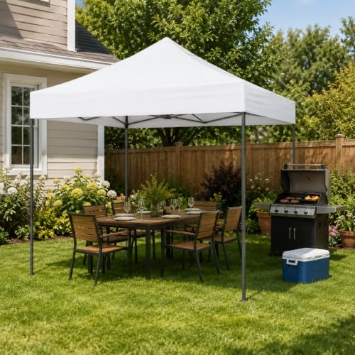 3x3 FT Soft Top Gazebo with Steel Frame, White in 3x3 FT in White