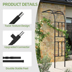 4.0FT×7.9FT Half Side Square Tube Metal Garden Arch Trellis, alternate view 4