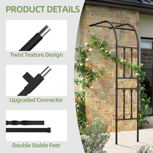 4.0FT×7.9FT Half Side Square Tube Metal Garden Arch Trellis, alternate view 4