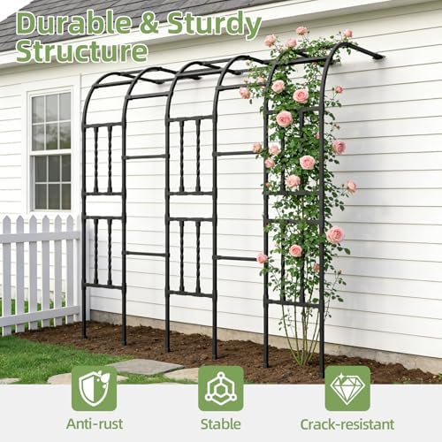 4.0FT×7.9FT Half Side Square Tube Metal Garden Arch Trellis, alternate view 5