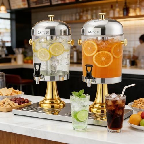 4.4 Gallon Commercial Drink Dispenser with Ice Core, Gold in Gold