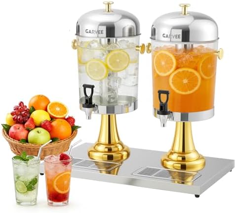 4.4 Gallon Commercial Drink Dispenser with Ice Core, Gold in Gold, alternate view 2
