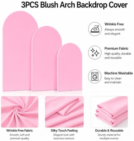 4,5,6FT Arch Backdrop Stand and Cover Set (Pink) in 4FT,5FT,6FT in Pink, alternate view 4