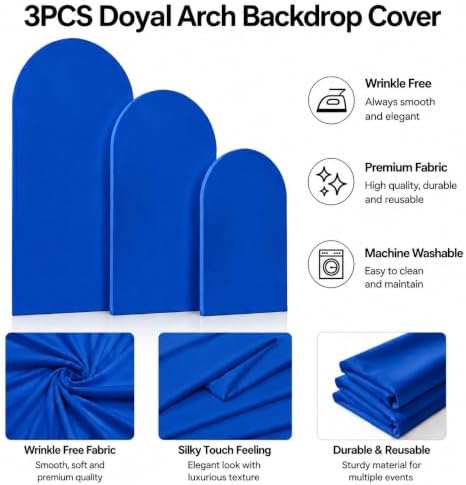 4,5,6FT Arch Backdrop Stand and Cover Set (Royal Blue) in 4FT,5FT,6FT in Royal Blue, alternate view 5