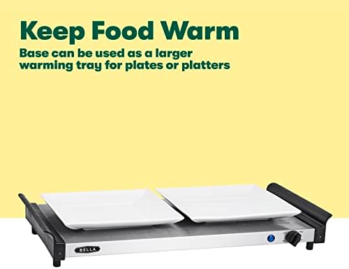 4.5 Quart Triple Electric Buffet Server, Food Warming Tray & Slow Cooker - Brushed Stainless Steel Heated, alternate view 4