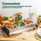 4.5 Quart Triple Electric Buffet Server, Food Warming Tray & Slow Cooker - Brushed Stainless Steel Heated, alternate view 5