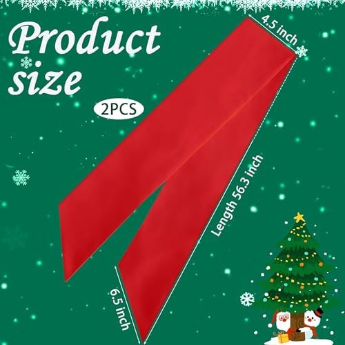 4.5" W x 56.3" L Front Door Wreath Blank Sash, 2 Pack Red Sash, Plain Embroidered Wreath Accessories for, alternate view 2