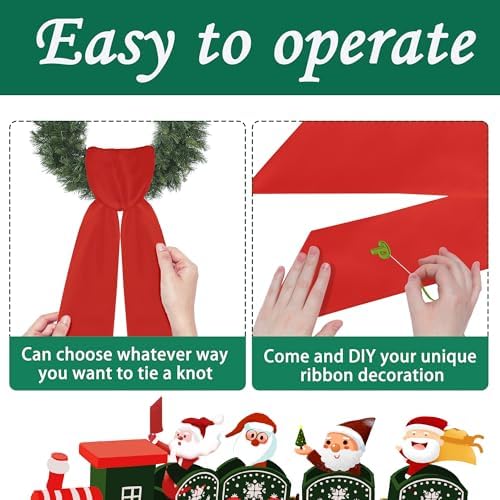 4.5" W x 56.3" L Front Door Wreath Blank Sash, 2 Pack Red Sash, Plain Embroidered Wreath Accessories for, alternate view 4