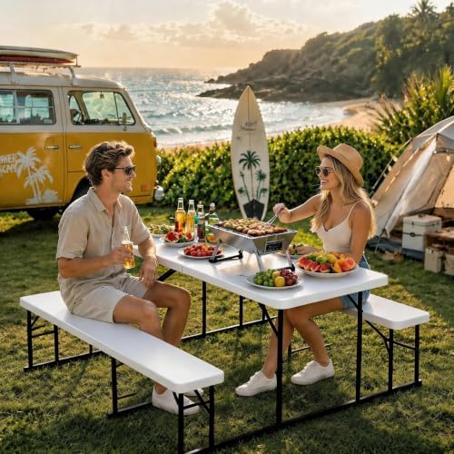 4.5ft Picnic Table, Outdoor Folding Picnic Tables with Benches, alternate view 3