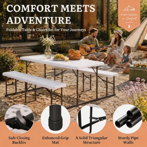 4.5ft Picnic Table, Outdoor Folding Picnic Tables with Benches, alternate view 5