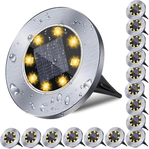 4.6 Inch Diameter Solar Ground Lights, Waterproof Solar Garden Lights, Outdoor Garden Waterproof Bright