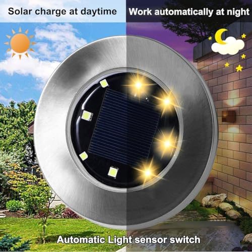 4.6 Inch Diameter Solar Ground Lights, Waterproof Solar Garden Lights, Outdoor Garden Waterproof Bright, alternate view 2