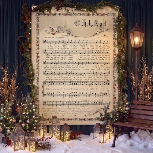 4.8x6ft Vintage O Holy Night Christmas Photo Backdrop Tapestry in 4.8x6ft
