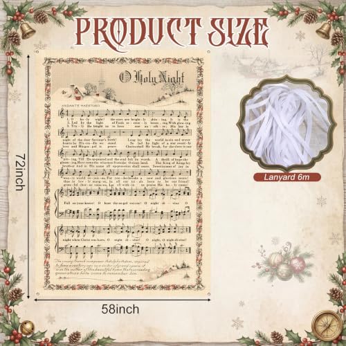 4.8x6ft Vintage O Holy Night Christmas Photo Backdrop Tapestry in 4.8x6ft, alternate view 2