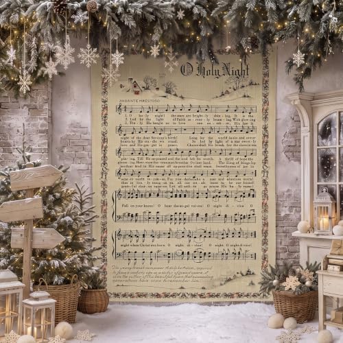 4.8x6ft Vintage O Holy Night Christmas Photo Backdrop Tapestry in 4.8x6ft, alternate view 6