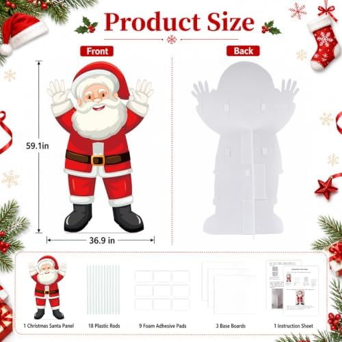 4.9 ft Christmas Santa Cardboard Cutout, Photo Prop Standee Sign in Red, White, Black, alternate view 3