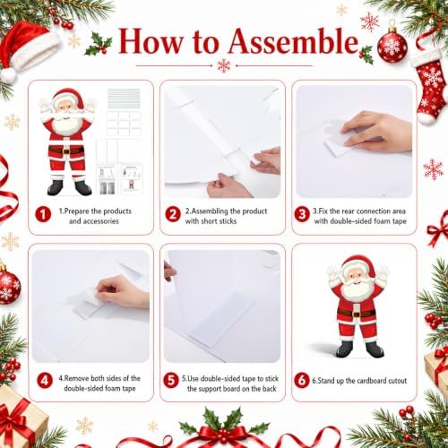 4.9 ft Christmas Santa Cardboard Cutout, Photo Prop Standee Sign in Red, White, Black, alternate view 4