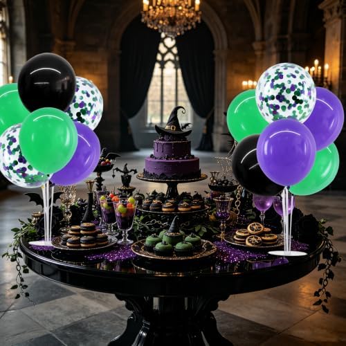 4 Black Purple Green Balloon Stand Balloon Centerpieces for Table in 4 Count (Pack of 1) in Metallic Blue Silver, alternate