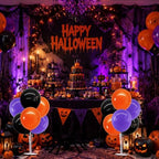 4 Black Purple Orange Balloon Stand Balloon Centerpieces for Table in 12 inches in Metallic Blue Silver, alternate view 2