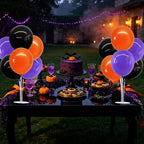 4 Black Purple Orange Balloon Stand Balloon Centerpieces for Table in 12 inches in Metallic Blue Silver, alternate view 6