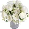 4 Bundles Artificial Peonies Silk Flowers, White Faux Peony Bouquet Florals Arrangements Decor for Farmhouse