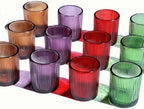 4 Colors Ribbed Glass Votive Candle Holders for Fall Decor, Set of 12 in Multicolor
