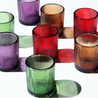 4 Colors Ribbed Glass Votive Candle Holders for Fall Decor, Set of 12 in Multicolor, alternate view 4