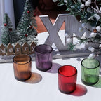 4 Colors Ribbed Glass Votive Candle Holders for Fall Decor, Set of 12 in Multicolor, alternate view 7