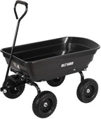 4 Cu.Ft. 10" No-Flat Tires Poly Yard Dump Cart with 180° Rotating Handle, 600 lbs Capacity Heavy Duty Garden