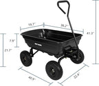 4 Cu.Ft. 10" No-Flat Tires Poly Yard Dump Cart with 180° Rotating Handle, 600 lbs Capacity Heavy Duty Garden, alternate view