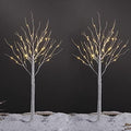 4 Feet 48L LED Birch Tree Lights, Pack of 2, Warm White, for Holiday Party and Christmas Decoration, Indoor and