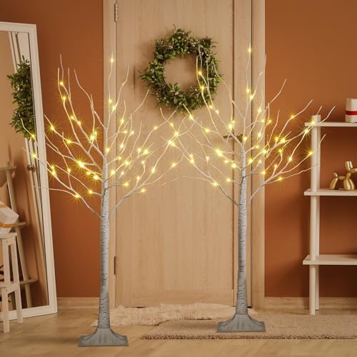 4 Feet 48L LED Birch Tree Lights, Pack of 2, Warm White, for Holiday Party and Christmas Decoration, Indoor and, alternate