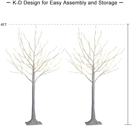 4 Feet 48L LED Birch Tree Lights, Pack of 2, Warm White, for Holiday Party and Christmas Decoration, Indoor and, alternate